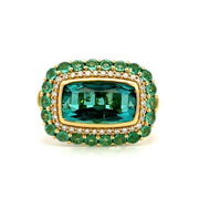 SLOANE STREET 18K Yellow Gold Tourmaline and Emerald Ring